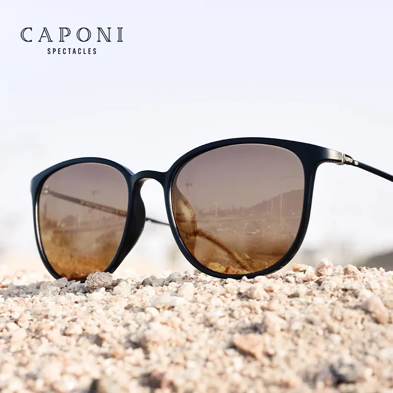 CAPONI Men Sunglasses Photochromic β Titanium Leg TR Frame Vintage Outdoor Eye Glasses Night Vision Male Sun Glasses BSYS520