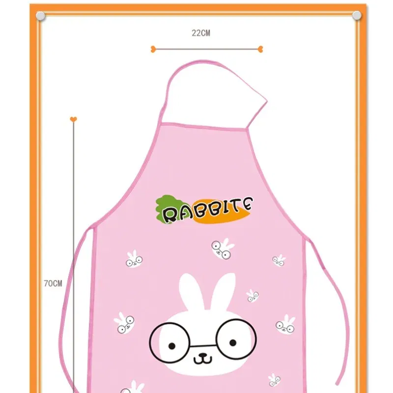 Color: PURPLE - 70x50cm Cute Kitchen Household Adult Antifouling Apron Sleeveless Waterproof PVC Cartoon Printed Women Aprons Cleaning Accessory