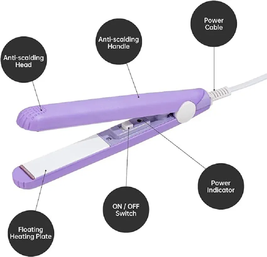 Color: WHITE, Plug standard: us - Mini Flat Iron For Travel Hair Straightener Small Portable Straightening Iron Ceramic Women Men Quick Easy Short Hair Styling