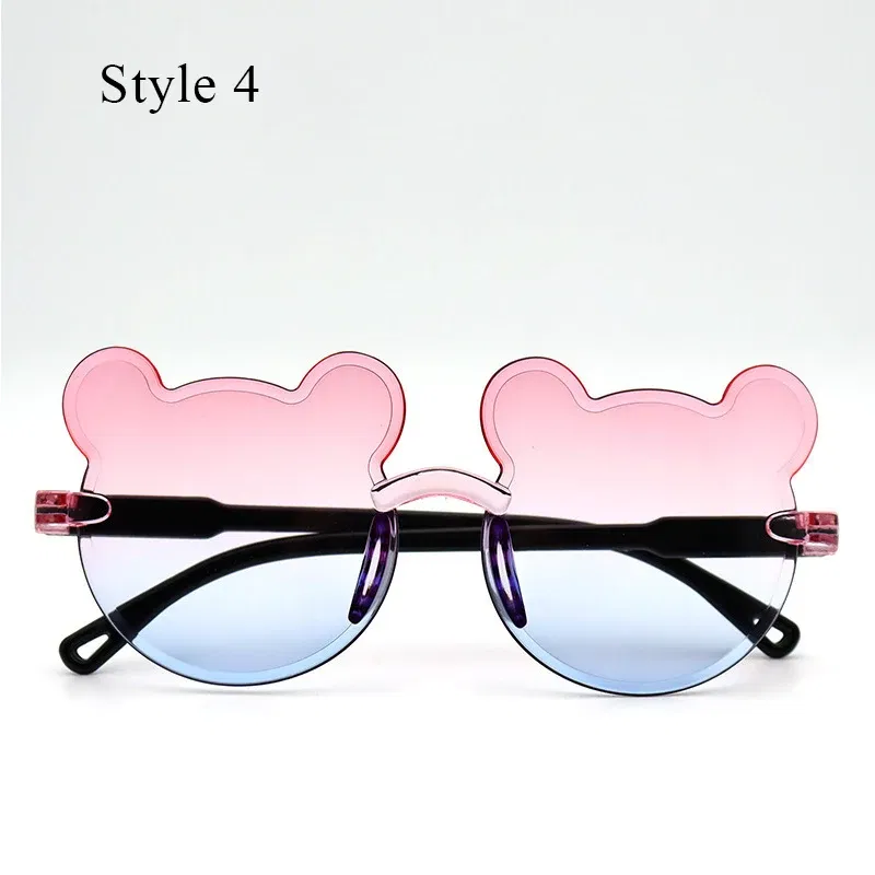 Lenses Color: Yellow - Hot Sale!Children Cute Cartoon Bear Shape Sunglasses Boy Girls Summer Anti-UV UV400 Rimless Sun Glasses Kids Outdoor Sun Glasses