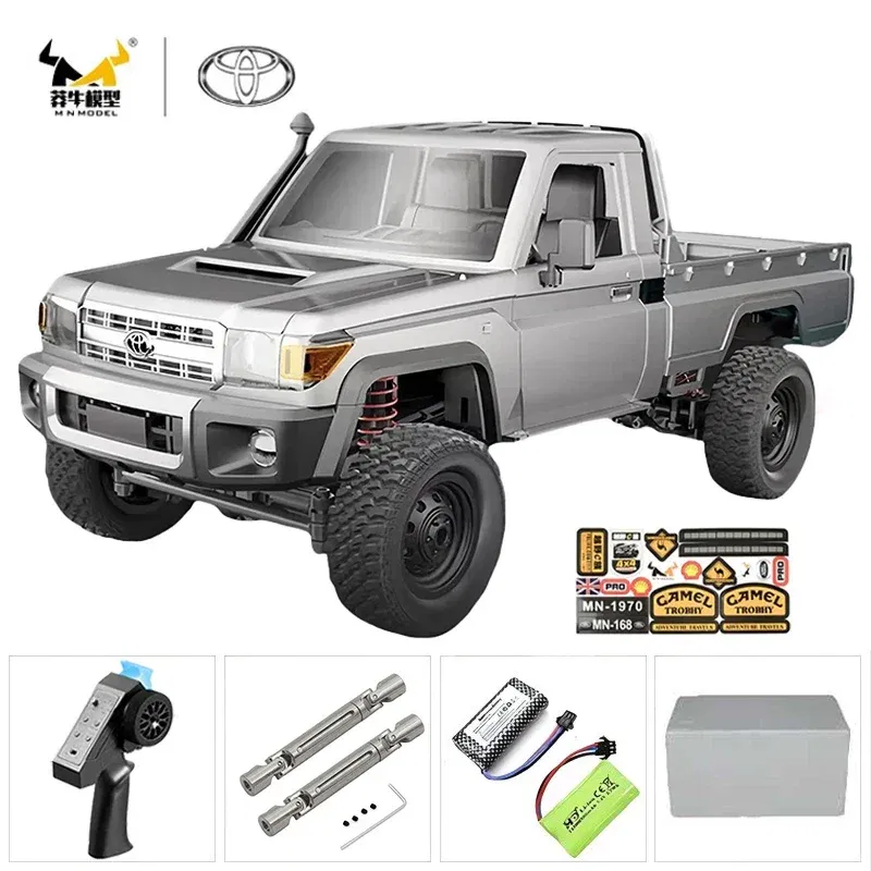 Color: Silver - MN MN82 1:12 Retro Rc Car With LED Lights Full-scale Simulation LC79 Professional 4WD Remote Control Pickup RC Truck Model Toys