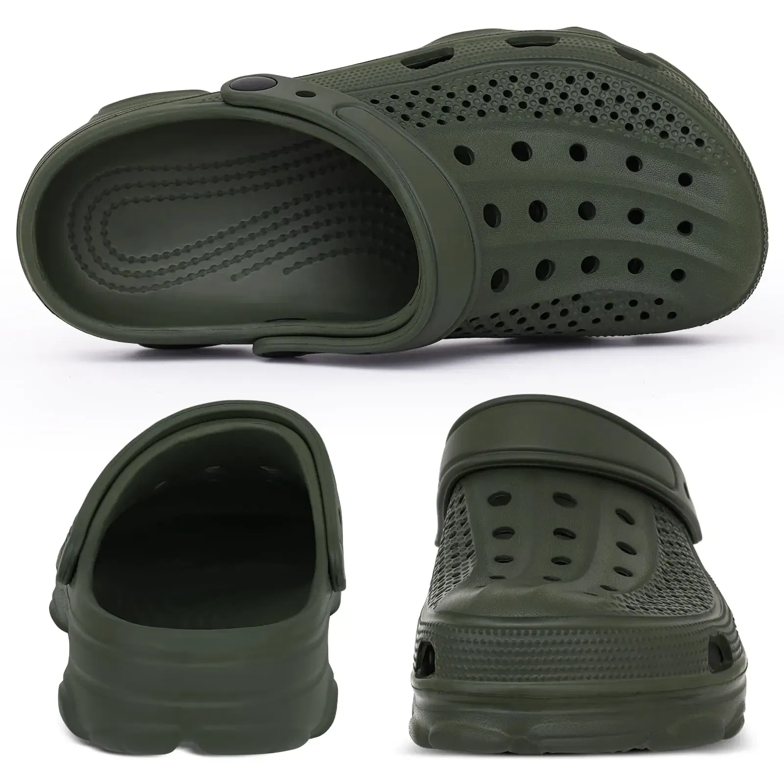 Color: Beige, Shoe Size: 45 - Smile Pop Casual Men Clogs Slippers Band Summer Slippers Outdoor Non-slip Beach Cozy Men Shoes Soft EVA Home Breathable Slippers