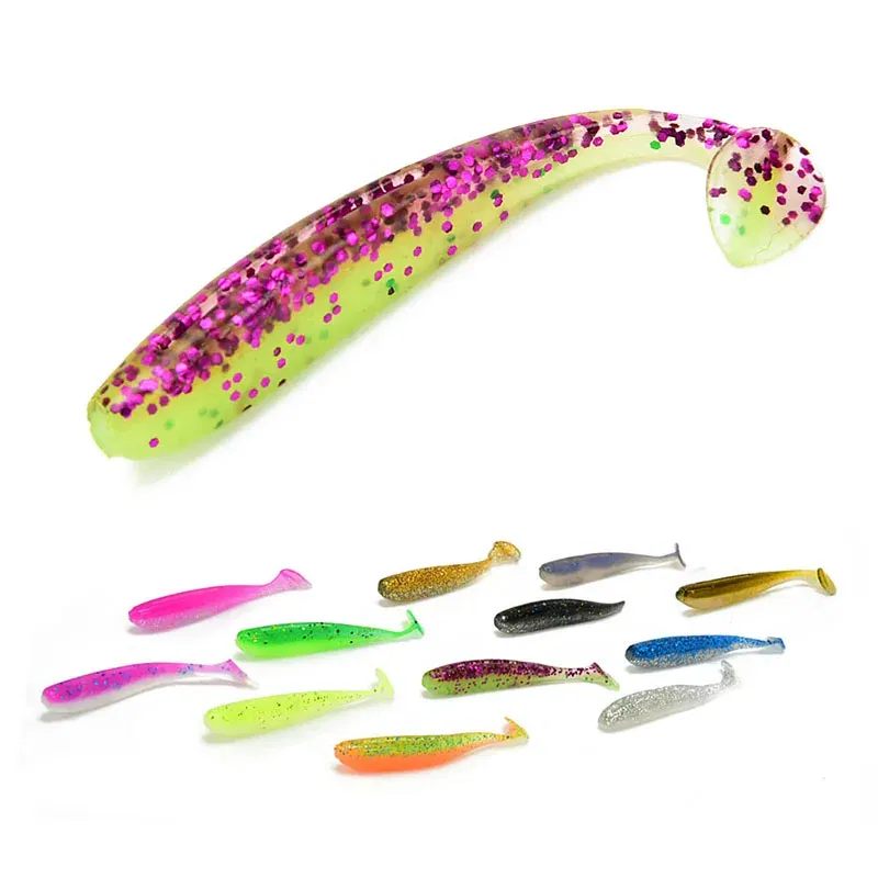 Color: Yellow - 5Pcs/lot 65mm 1.8g Wobblers Fishing Lures Swimbaits Silicone Soft Bait Double Color Carp Artificial Soft Lure