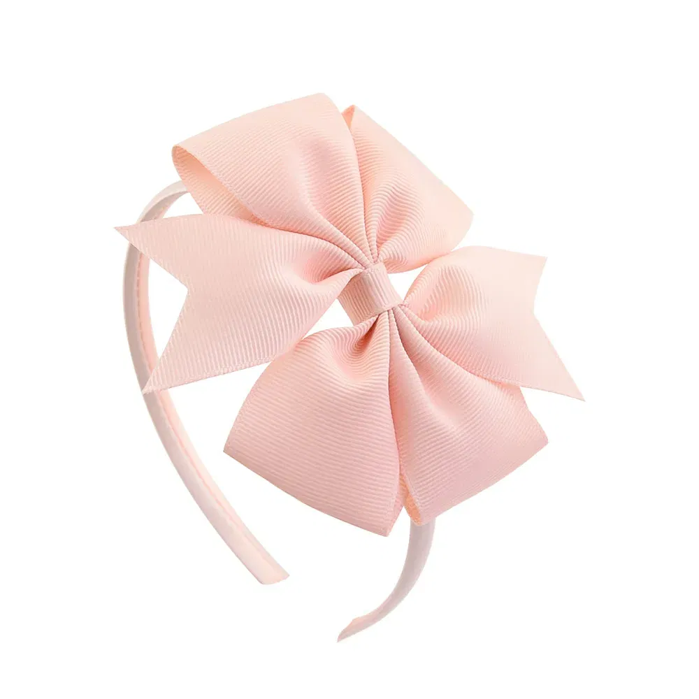 Color: Light Grey - 1 Piece Ribbon Handmade Hair Bows Hairbands for Baby Girls 20 Colors Cute Bowknot Solid Headband Headwear Baby Hair Accessories