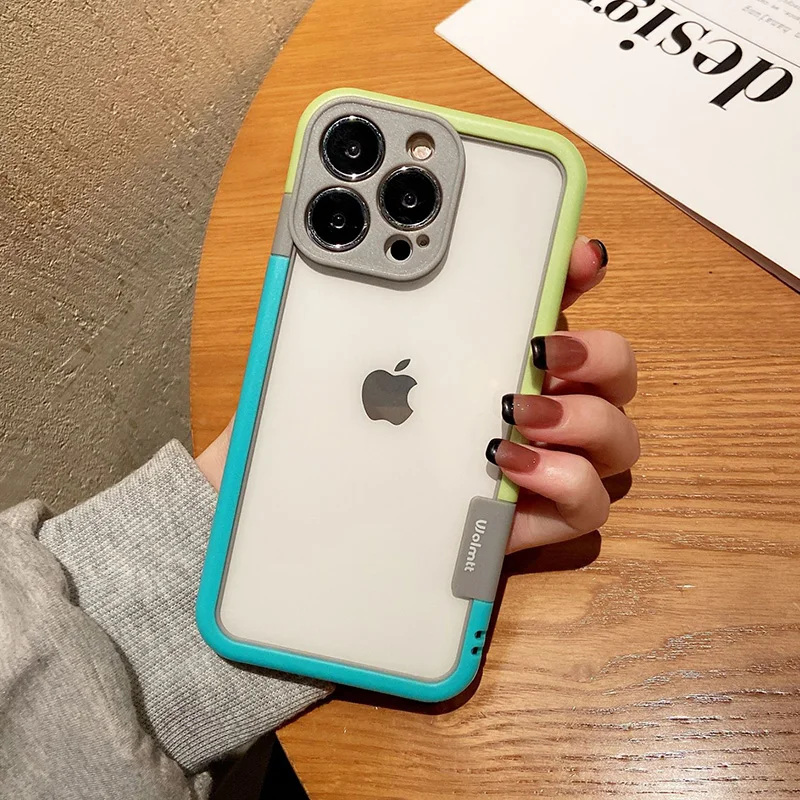 Color: Purple Pink, Ships From: CHINA, Material: Acrylic - Better Heat Dissipation Dual Color Bumper Border Soft Phone Case For iPhone 17 16 15 14 13 12 11 Pro Max 7 8 Plus XS XR