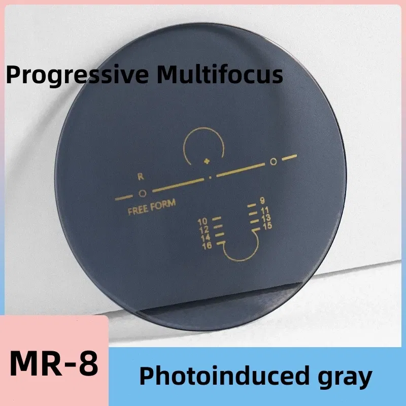 Lenses Color: GRAY, Lens Index: 1.67 - FIRADA MR-8 HMC Anti-scratch Frameless Aspheric Photochromic Anti Blue Light Progressive Multi-focus Optical Prescription Lens