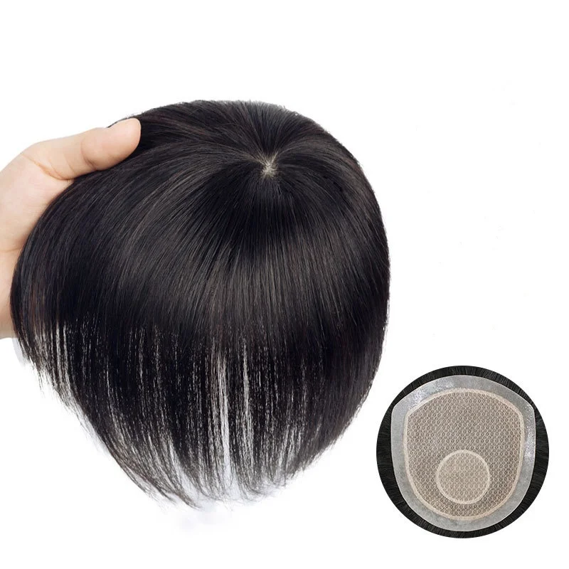 Toupee Color: 6#, Toupee Density: 80%, Length: 10 Inches - Silk Base Top With PU Men Toupee Male Breathable Men's Capillary Prosthesis 100% Real Natural Hair Replacement System Unit Wigs