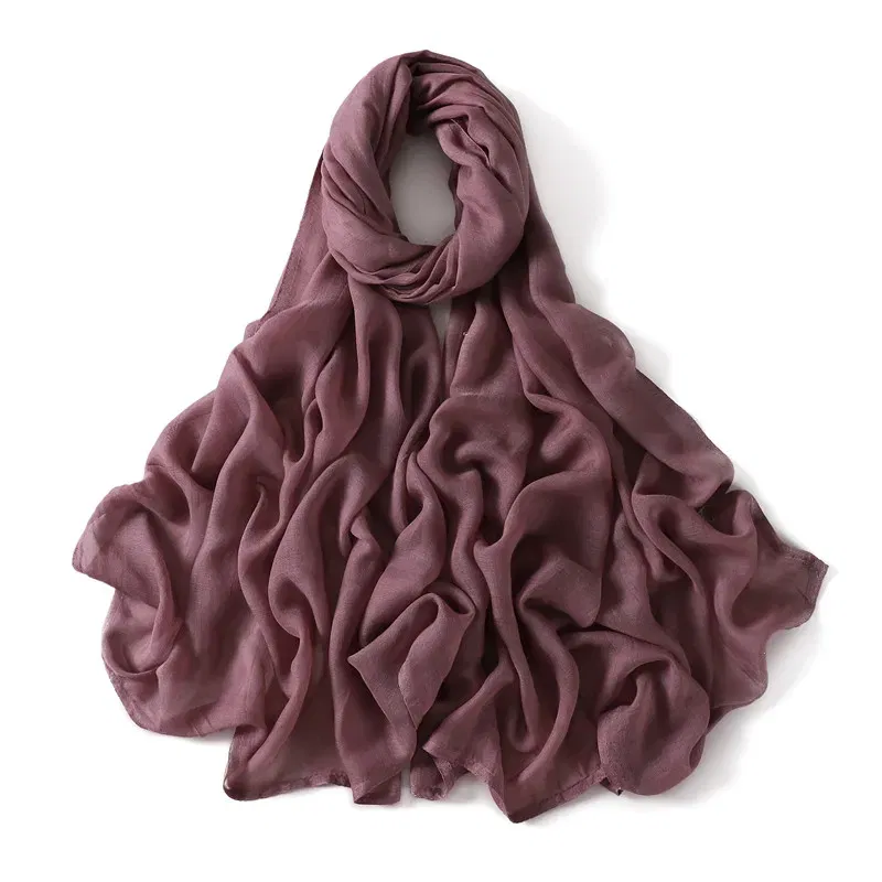 Color: Navy Blue - Women Big Size Plain Solid Cotton Rayon Hijab Scarf Lady High Quality Wraps and Shawls Musulman Headband Islamic Turban 180*95Cm