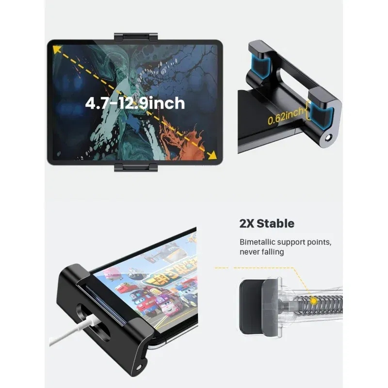 Color: Orange - Car Holder For 4.7-13 in Tablet & Phone Holder Back Seat Headrest Mounting Holder Accessories iPad Pro 12.9''