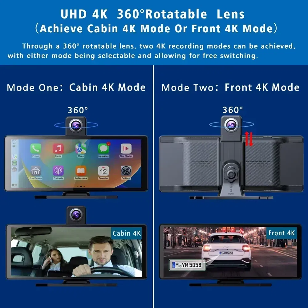 Color: Yellow, Ships From: CHINA - Universal 10.26" Portable Carplay Car Screen Wireless Carplay Screen Wireless Car Stereo Carplay Android Auto Car Touchscreen