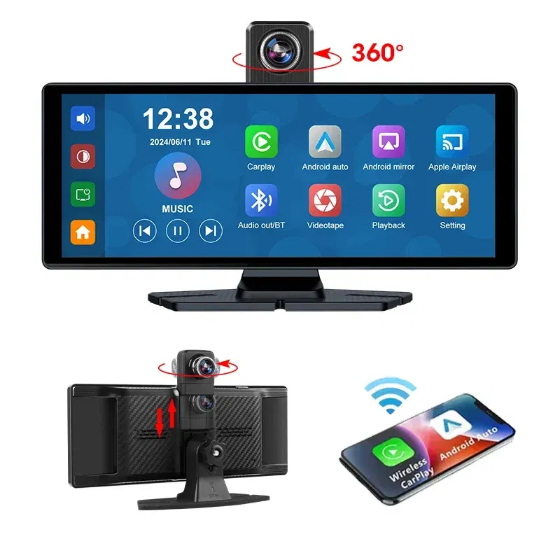 Color: Yellow, Ships From: CHINA - Universal 10.26" Portable Carplay Car Screen Wireless Carplay Screen Wireless Car Stereo Carplay Android Auto Car Touchscreen