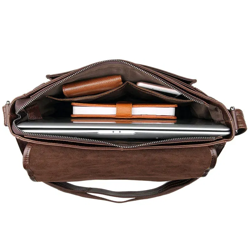 Color: Brown - Fashion Genuine Leather Shoulder Bag Men leather Messenger Bag men Crossbody bag Sling male Leisure Bag Casual Coffee New M184