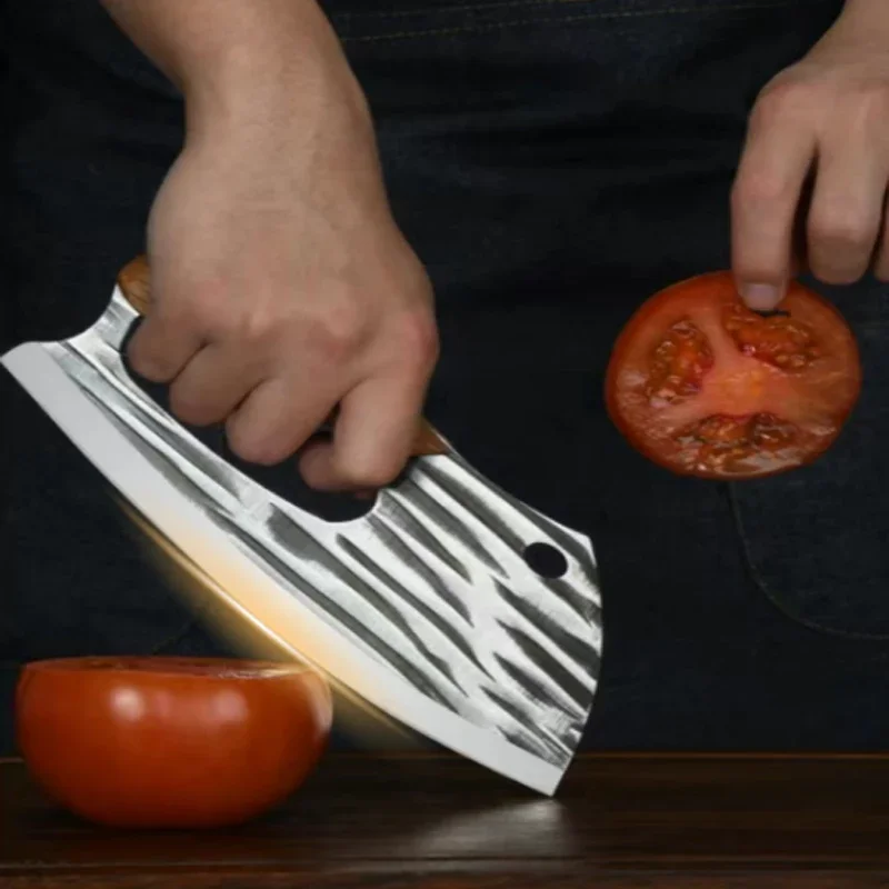 Color: Red - New Effort Saving Kitchen Chef Knife Boning Knife Stainless Steel Handmade Forged Knife Household Vegetable Knife Chopper Knife