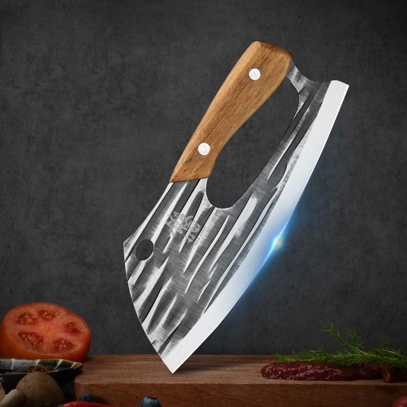 Color: Red - New Effort Saving Kitchen Chef Knife Boning Knife Stainless Steel Handmade Forged Knife Household Vegetable Knife Chopper Knife