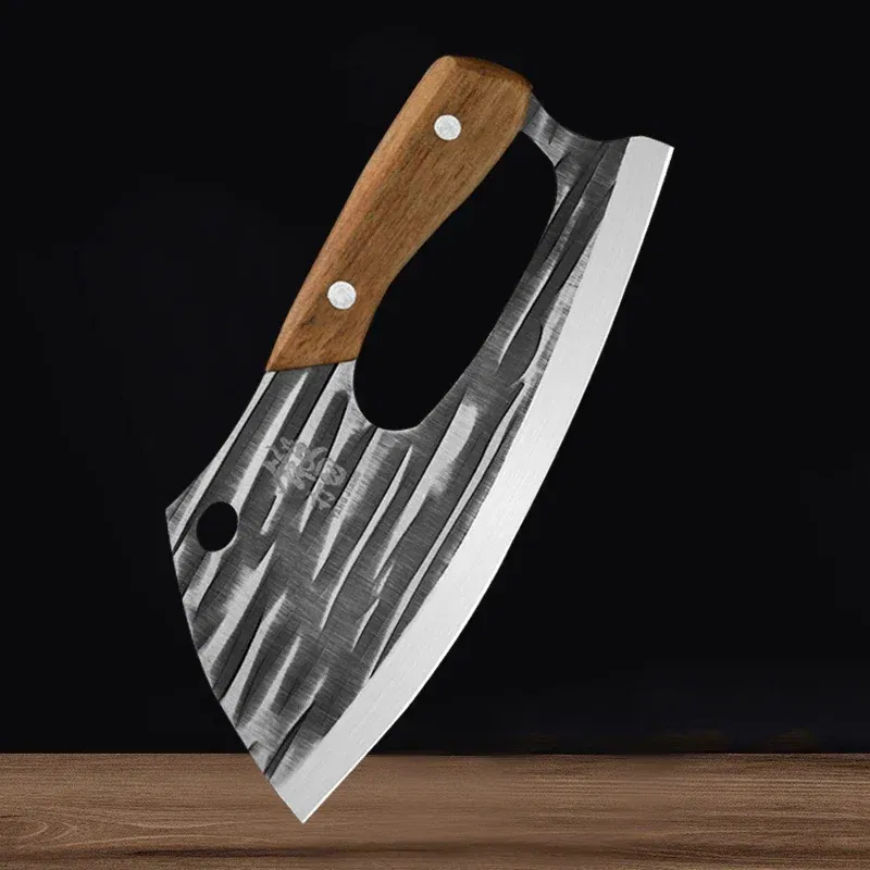 Color: Red - New Effort Saving Kitchen Chef Knife Boning Knife Stainless Steel Handmade Forged Knife Household Vegetable Knife Chopper Knife