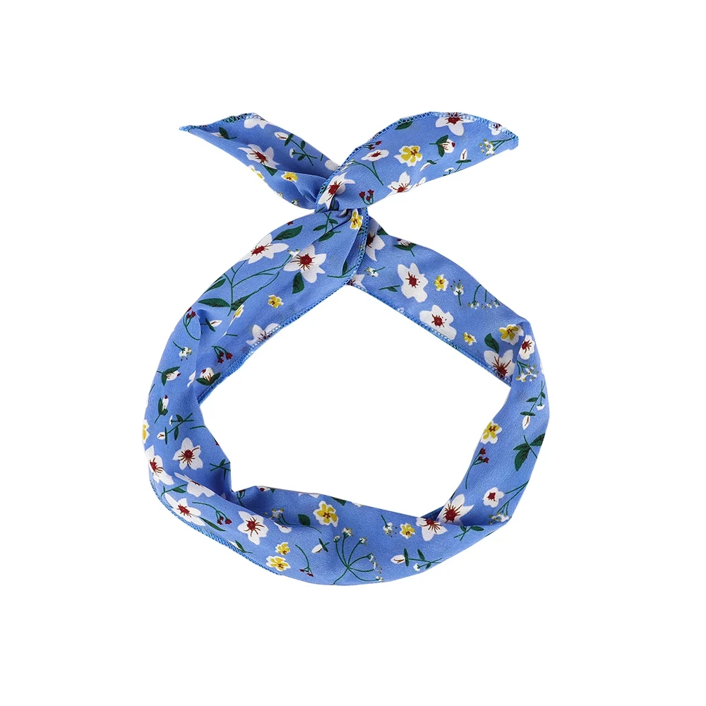 Color: black, Ships From: CN - Bunny Ears With Iron Wire Headband Printed Fabric Women Girls Scrunchies Hairband Hair Band Holder Accessories Headdress