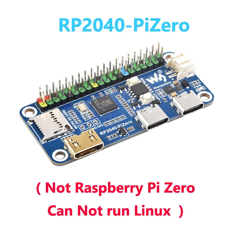 Color: WHITE - Waveshare RP2350-PiZero RP2040-PiZero Raspberry Pi Pico 2 RP2350B RP2350-PiZero Development Board PSRAM DVI For HDMI