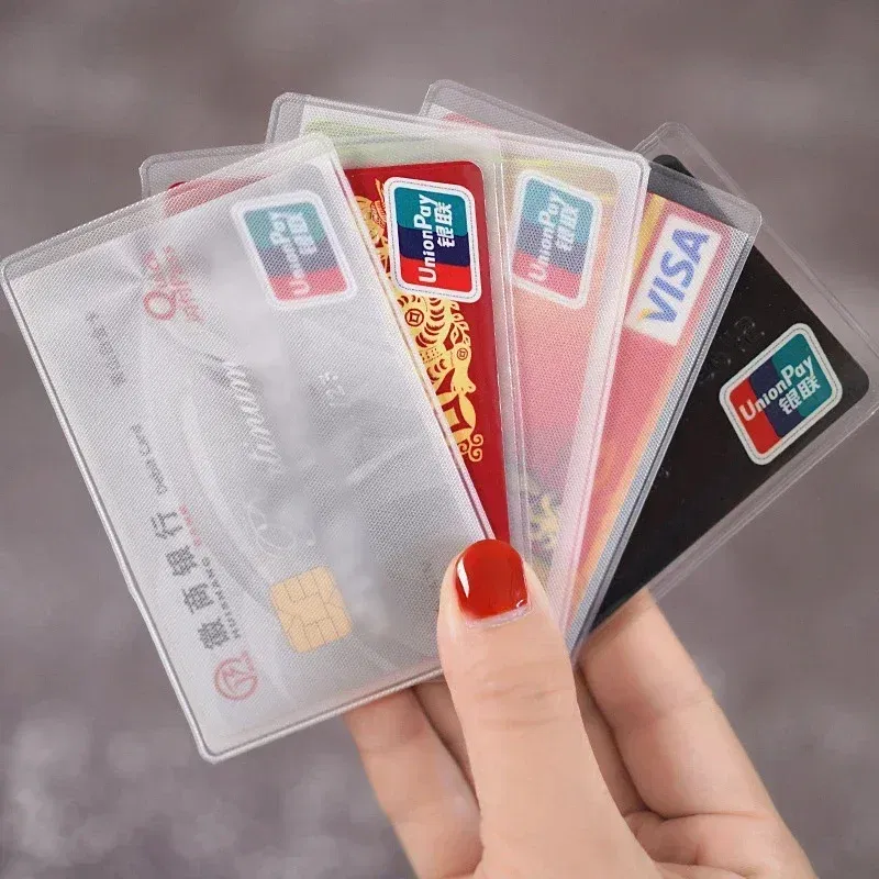 Color: Silver - 10pcs/lot 60*93mm Transparent Card Protector Sleeves ID Card Holder Wallets Purse Business Credit Card Protector Cover Bags