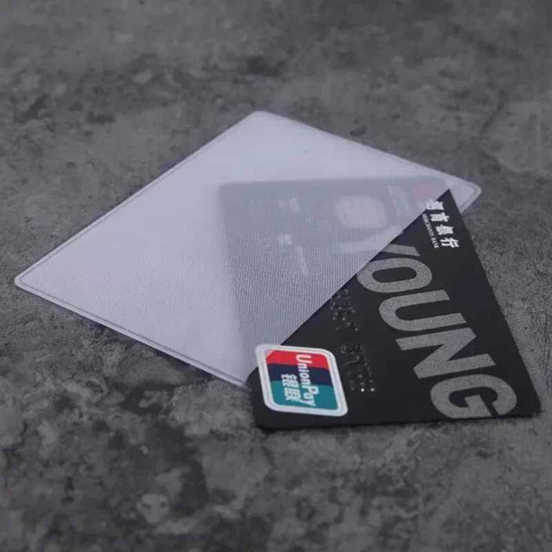 Color: Silver - 10pcs/lot 60*93mm Transparent Card Protector Sleeves ID Card Holder Wallets Purse Business Credit Card Protector Cover Bags