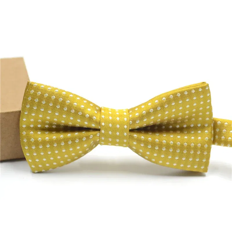 Color: GRAY - Korean Formal Dress Dots Bow Ties For Kids Business Bowknot Bridegroom Best Man Bowties Polka Dot Butterfly Cute Neckties Gift