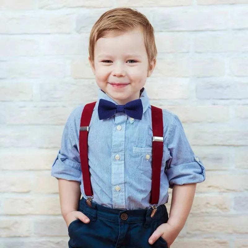 Color: GRAY - Korean Formal Dress Dots Bow Ties For Kids Business Bowknot Bridegroom Best Man Bowties Polka Dot Butterfly Cute Neckties Gift
