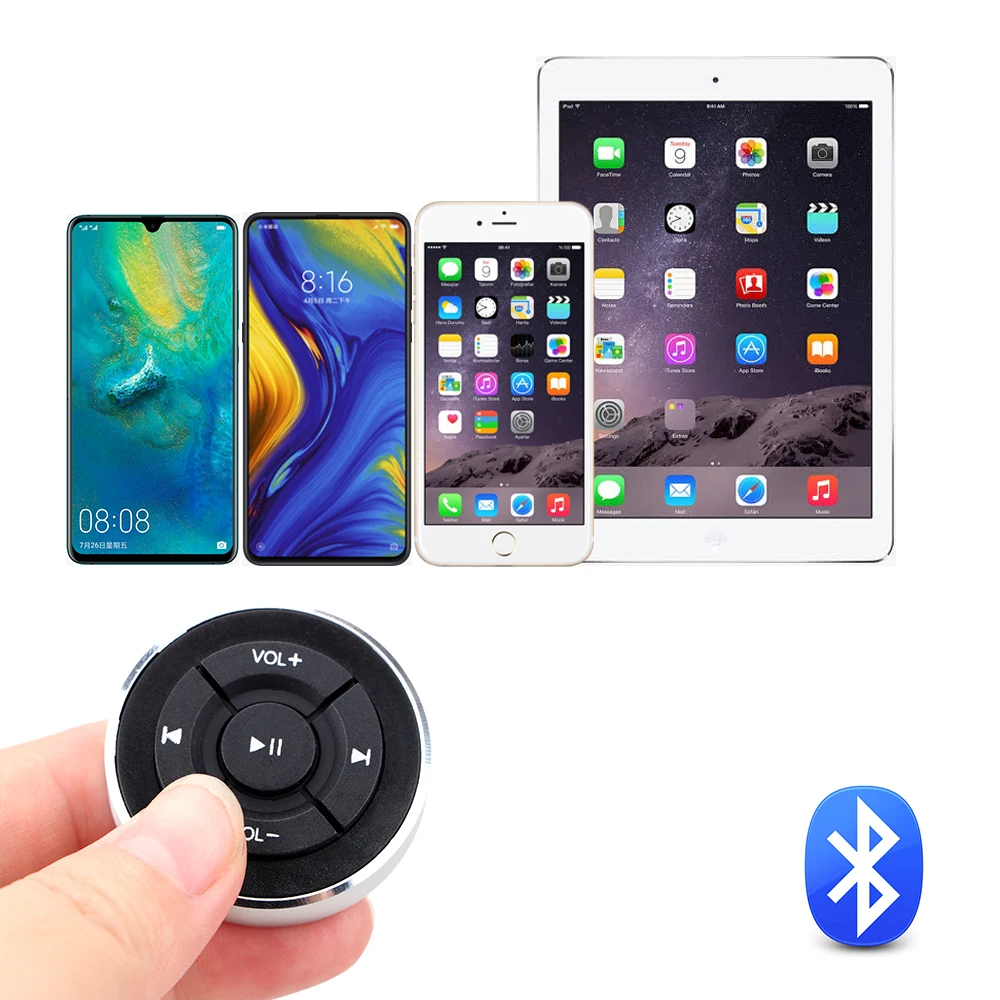 Car Steering Wheel Buttons Bluetooth Switch Wireless Remote Control For IOS Android Phone Tablet Radio FM Player Audio Volume