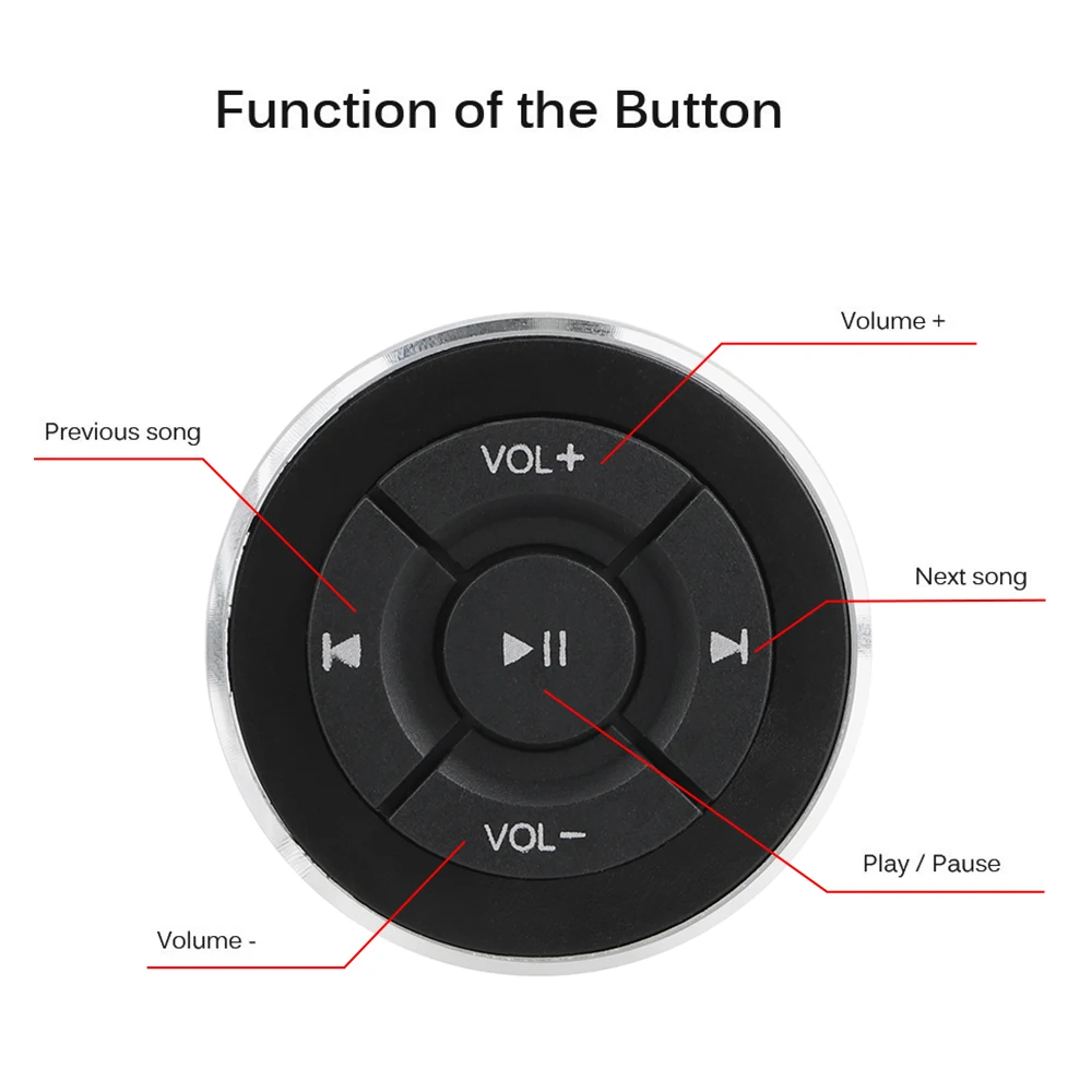 Car Steering Wheel Buttons Bluetooth Switch Wireless Remote Control For IOS Android Phone Tablet Radio FM Player Audio Volume