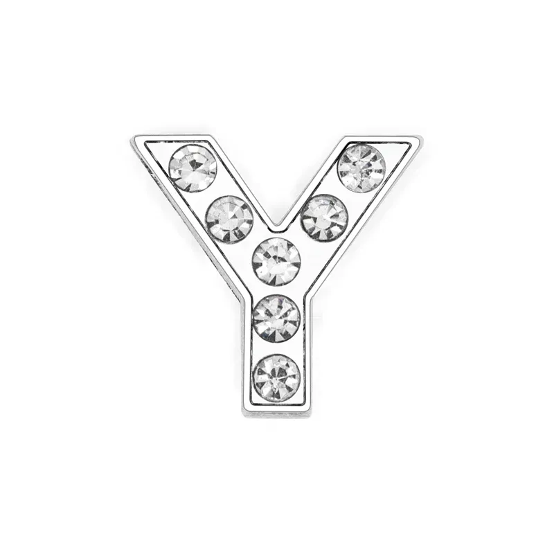 Color: Khaki - Rhinestone Slide Charms Letters For Jewelry Making Women Bracelet 8mm Alphabet A-Z Pet Collar Necklace DIY Accessories Gift