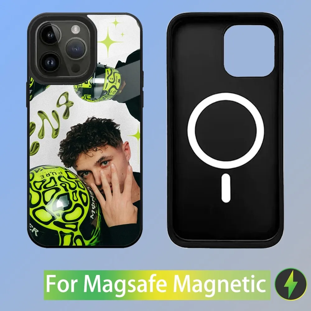Color: GRAY, Material: Silicon - F1 Formula 1 L-Lando Norris Phone Case For iPhone 16,15,14,13,12,11,Plus,Pro,Max Mini Magsafe Magnetic Wireless Charging