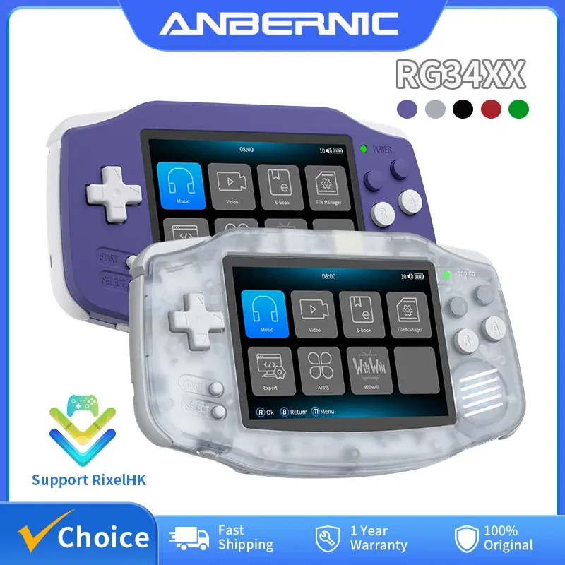 Color: Gold - ANBERNIC RG34XX Retro Handheld Game Console 3.4” IPS Linux 64-bit 3500mAh Video Gaming Player Supports Streaming WIFI Bluetooth