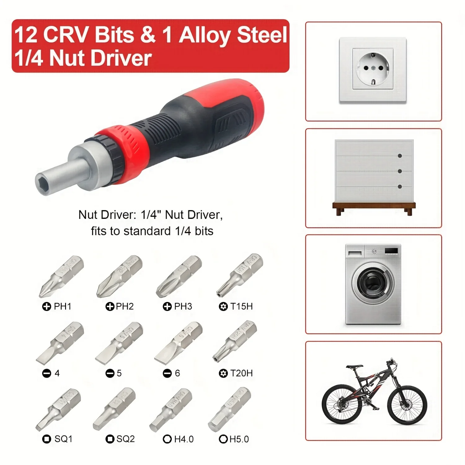 Color: Blue, Ships From: CHINA - 13-in-1 Ratchet Screwdriver Set with Torx Safety, Flat Head, Phillips, Hex, Square, and 1/4" Nut Screwdrivers - All-in-One Repai