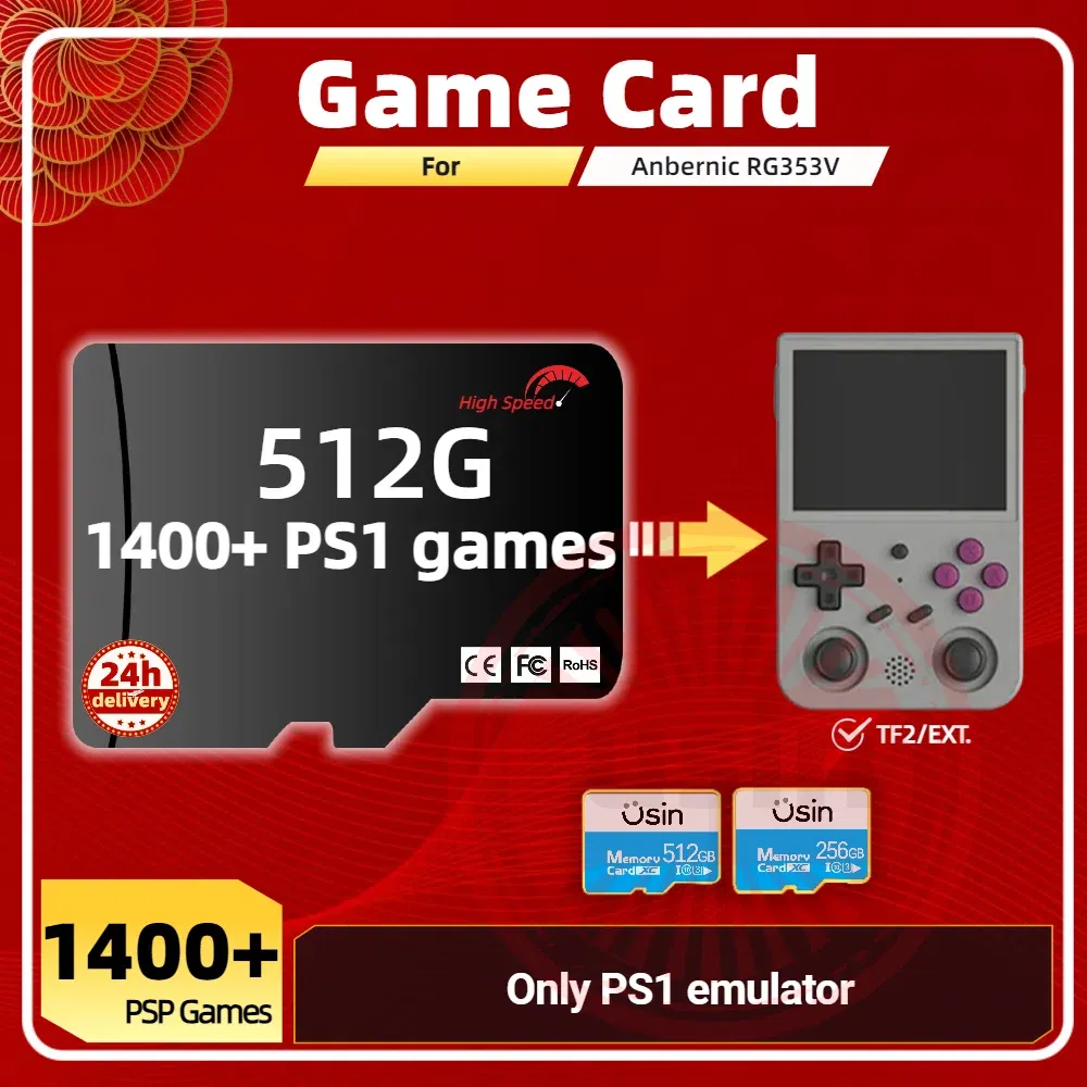 Color: Dark blue, Ships From: CHINA - Game Card For Anbernic RG353V RG353VS Memory TF Plug&Play Pre-install Retro Games PSP PS1 SD portable High Speed Card 1Tb 512G