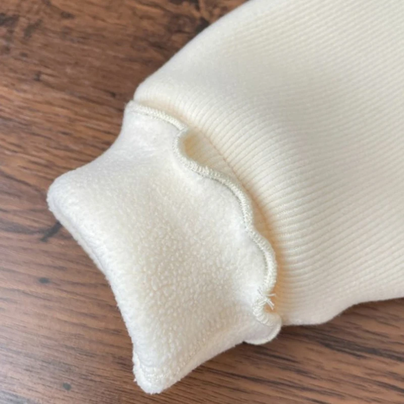 Color: Beige, Kid Size: 10 - Baby Girls Top Winter Kids Warm Thickening Sweater Children Puff Sleeve Flower Embroidery Bottom Shirt 1-6 Years Casual Clothing