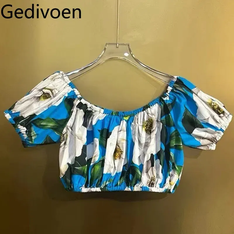 Color: Ivory, Size: XL, Ships From: CN - Gedivoen New Style Casual Women's Suit Sweetheart Neck Spaghetti Strap Backless Top+Fashion Half skirt Cotton Print 2-piece set