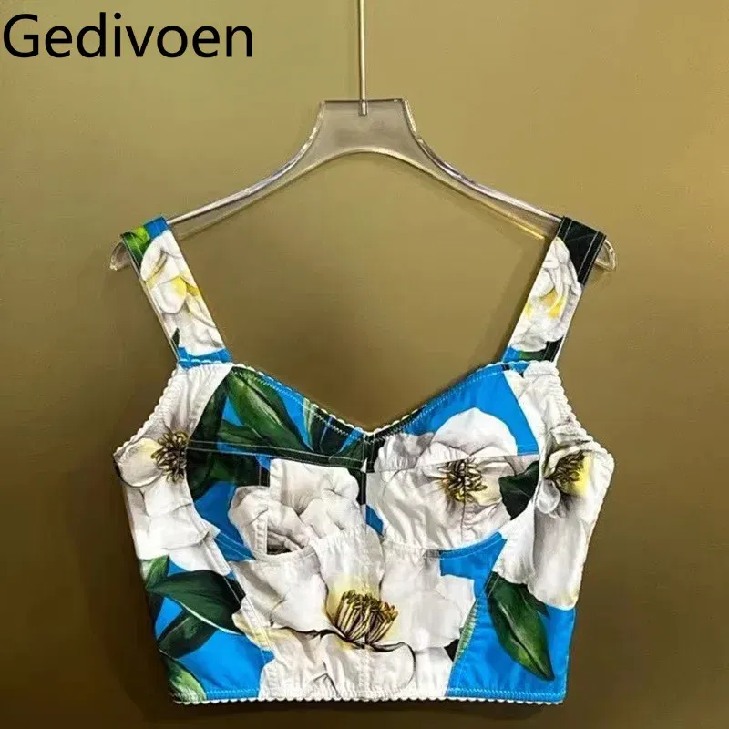 Color: Ivory, Size: XL, Ships From: CN - Gedivoen New Style Casual Women's Suit Sweetheart Neck Spaghetti Strap Backless Top+Fashion Half skirt Cotton Print 2-piece set