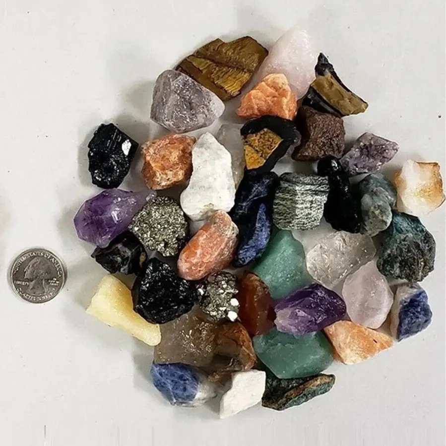 Size: L - Mixed Raw Stone Natural Crystal Chunks Assorted Quartz Rough Healing Crystals Meditation Therapy Chakra Gemstone Home Decor