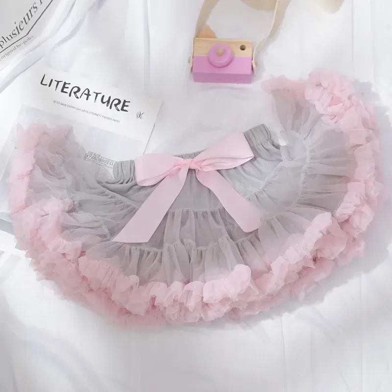 Color: SKY BLUE, Kid Size: 3T - Baby Girls Tulle Tutu Skirt Ballerina Pettiskirt Fluffy Children Ballet Skirts For Party Dance Princess Girl Tulle Clothes 1-10Y