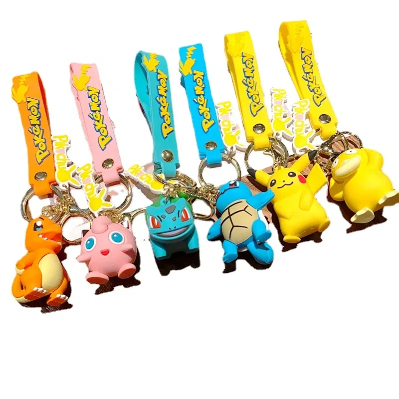 Color: Blue, Size: 12cm - Pokemon Keychain Batch Pendant Pokemon Keyring Cute Pikachu Doll Bag Car Pendant for Birthday Kids Gift Toys Charm Bulk Gourd