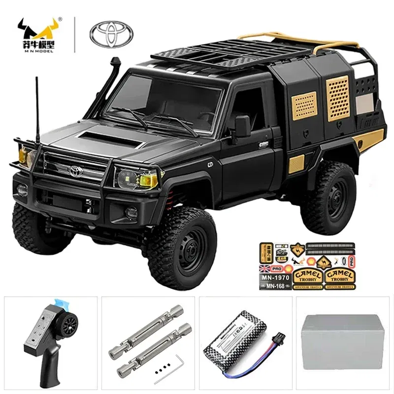 Color: Gold - MN MN82 1:12 Retro Rc Car With LED Lights Full-scale Simulation LC79 Professional 4WD Remote Control Pickup RC Truck Model Toys