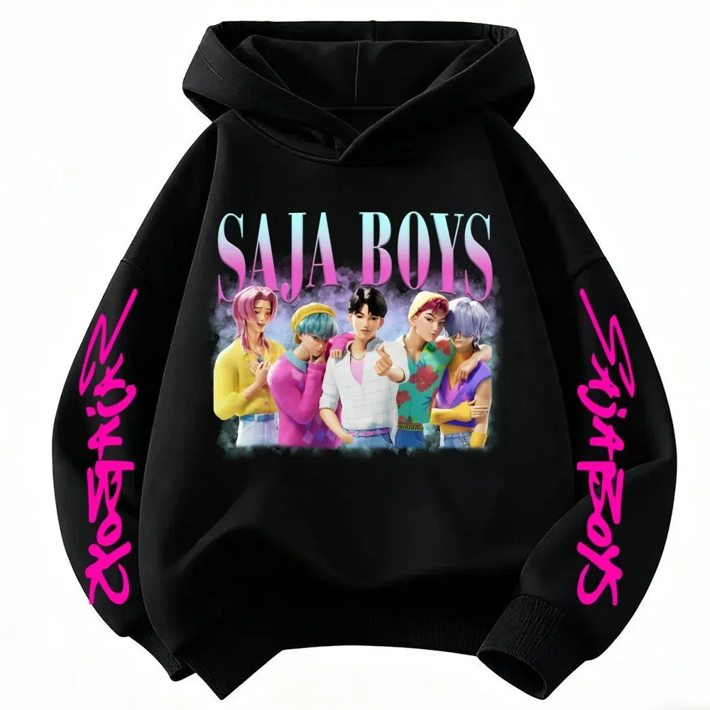 Color: Beige, Kid Size: 5 - k-pop sajaboys Christmas Kpop Witch Hunt Group Autumn/Winter Cartoon Hoodie Set for Boys, Girls & Kids ?»?