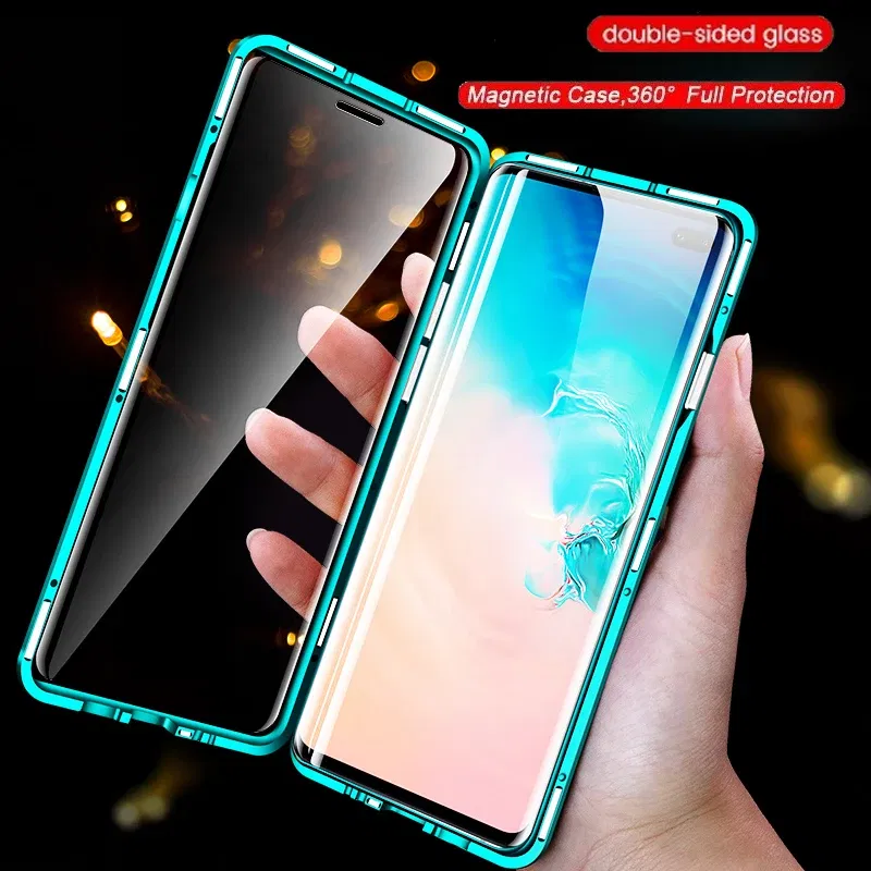 Color: PURPLE, Bundle: Case & Screen Protector, Material: Denim - 360 ?°Full Protection Metal Frame Magnetic Case For OPPO Reno 10 11 Pro 7 4G 7 Z 8 Lite 8Z 5G Double-Sided Glass Cover Cases