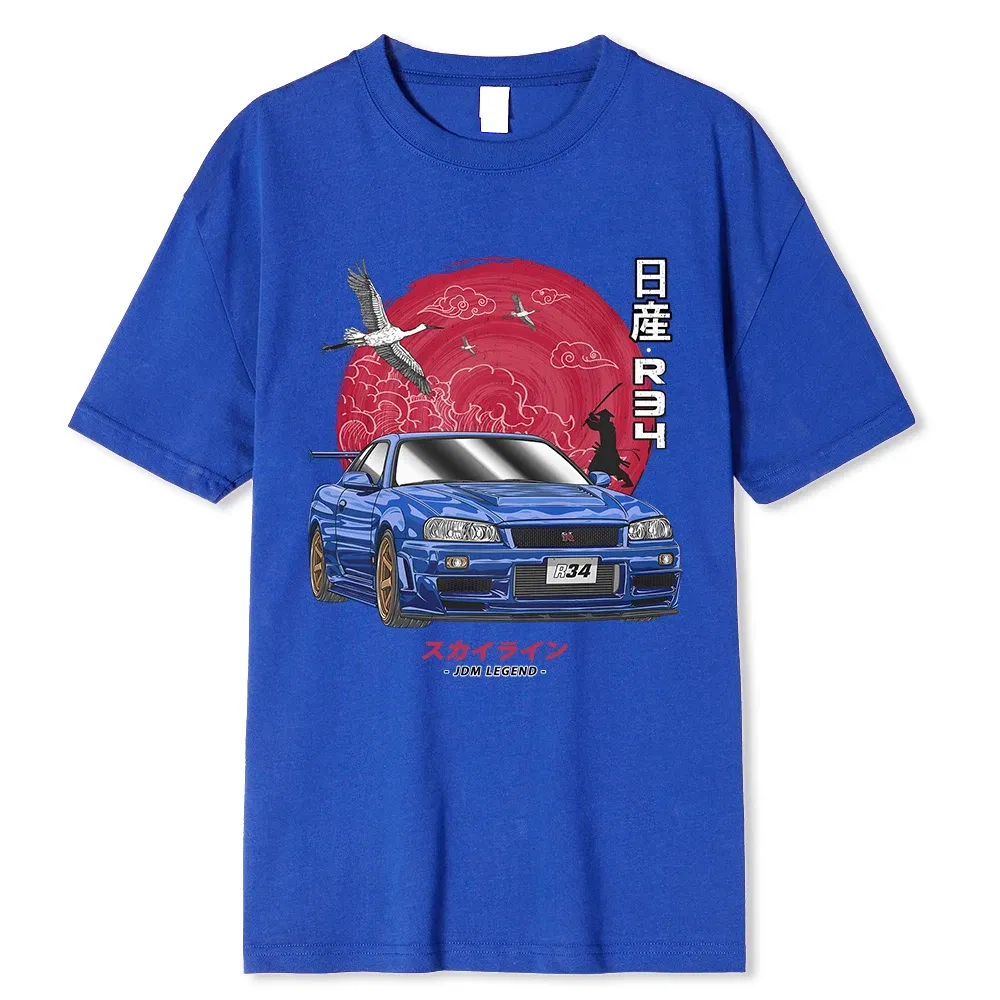Color: black, Size: S - Cotton Initial D T Shirt Men Women Harajuku Aesthetic Oversize T-Shirt Funny JDM LEGEND Car Tshirt Nissan Skyline R34 Tee Shirt