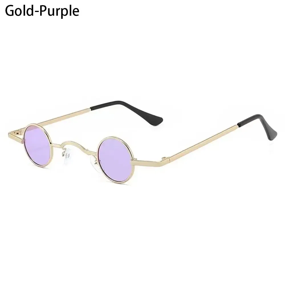 Lenses Color: WHITE, Frame Color: WHITE - Small Round Rock Punk Sunglasses for Women Men Ultra Metal Frame Hip Hop Sun Glasses Candy Color Fashion Shades Driving Eyewear