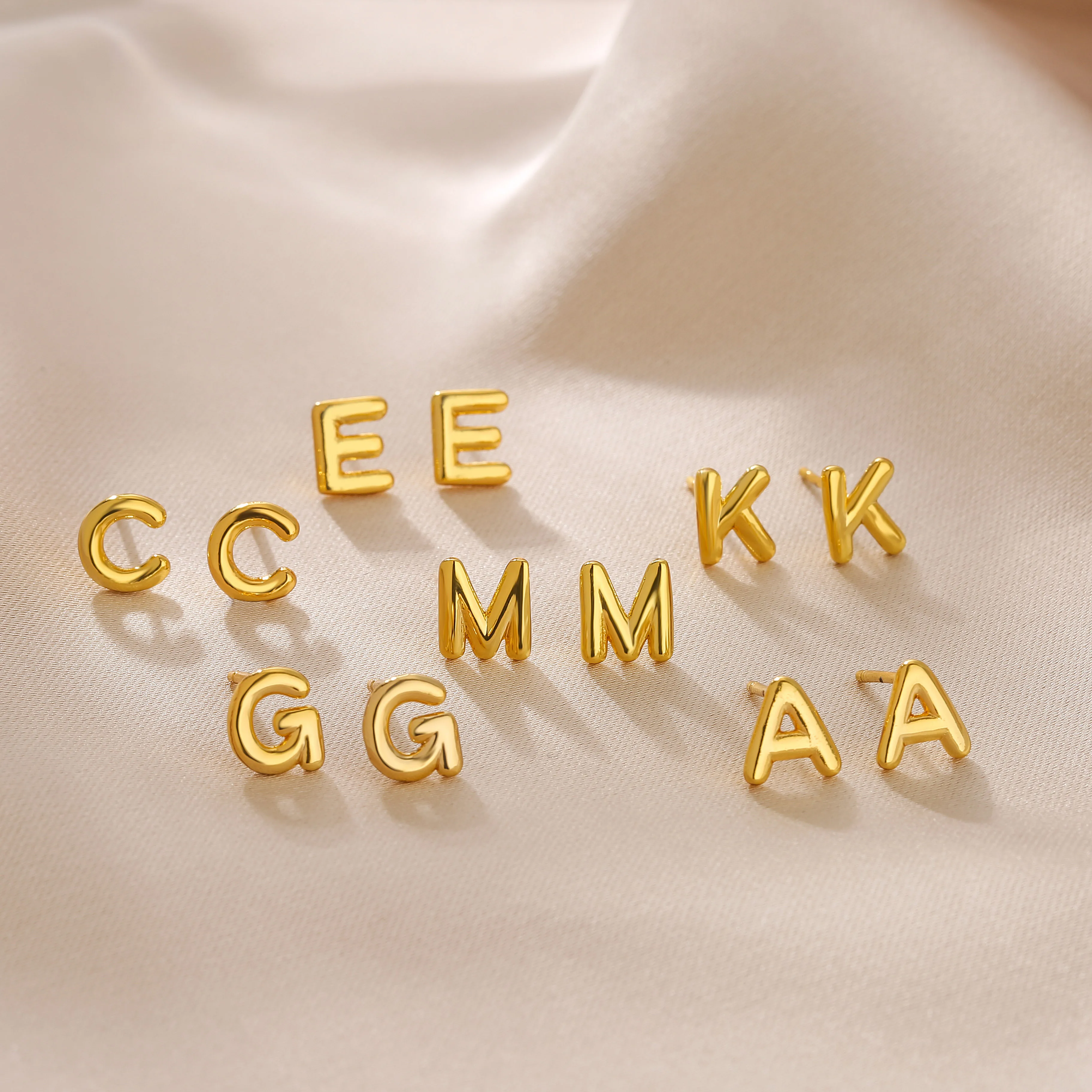 Metal Color: Gold-color, Ships From: CHINA, Main Stone Color: Yellow - HECHENG,Initial Letter Earring For Women Men A-Z 26 Letters Stud Earrings,Brass 18K Plated ear stud Jewelry