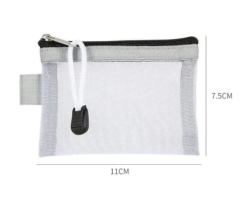 Color: black - Mini Mesh Coin Bags Money Earphone Data Line Storage Bags Bus ID Credit Card Holder Zipper Pouch Traveling Small Coin Wallet