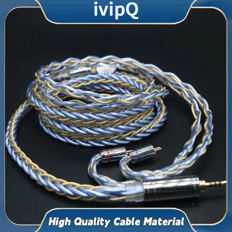 Color: Dark Grey - ivipQ 8-Core Earbud Wire 7N Litz OCC and 6N Gilt OCC Mixed Cable 2.5mm/3.5mm/4.4mm/MMCX/2PIN/0.78mm Earphone Upgrade Line