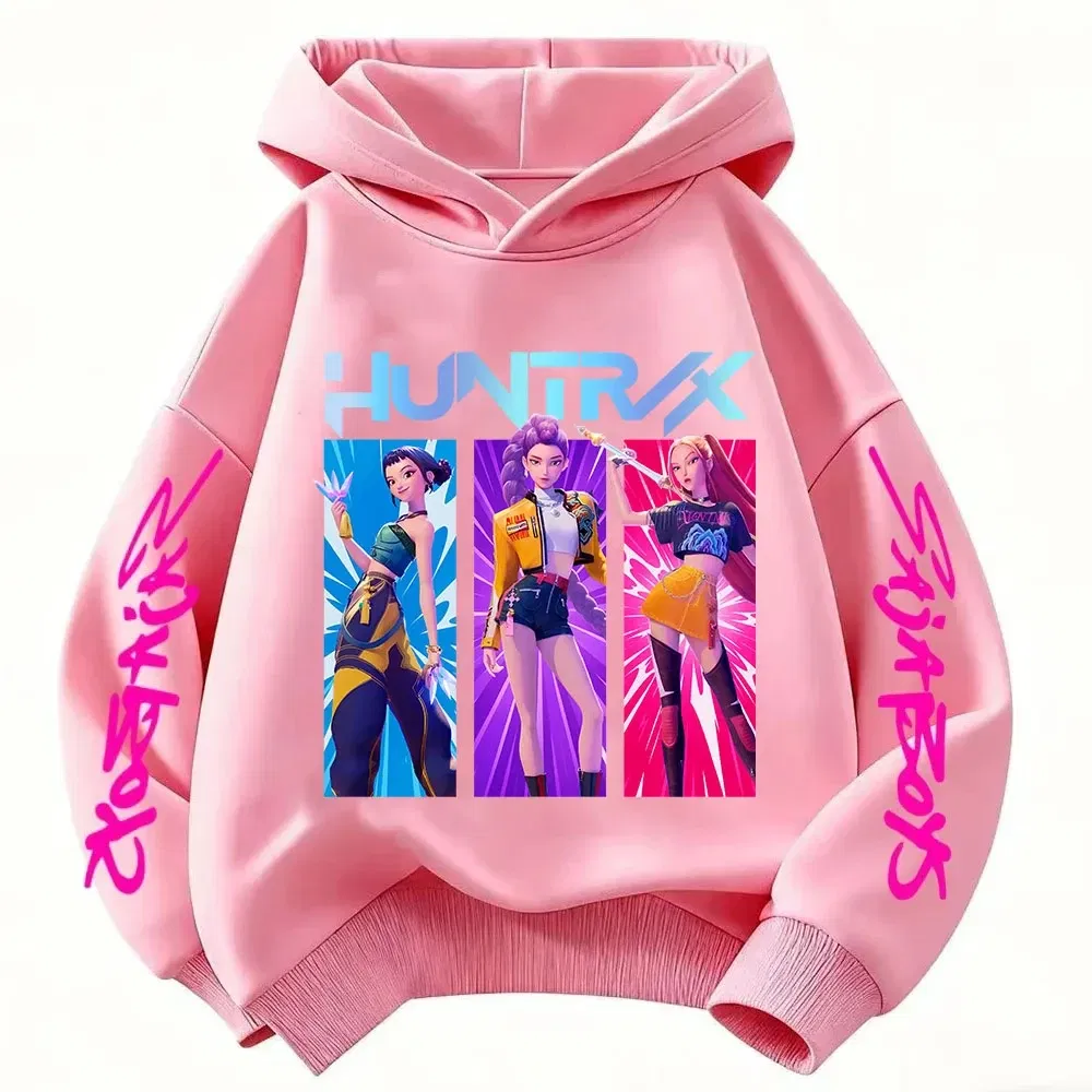 Color: Gold, Kid Size: 5 - Cartoon Hoodie for Boys and Girls KPop Demon Hunter Rumi Derpy Warm and Thick, Fashionable Casual Top, Printed Purple Sweatshirt