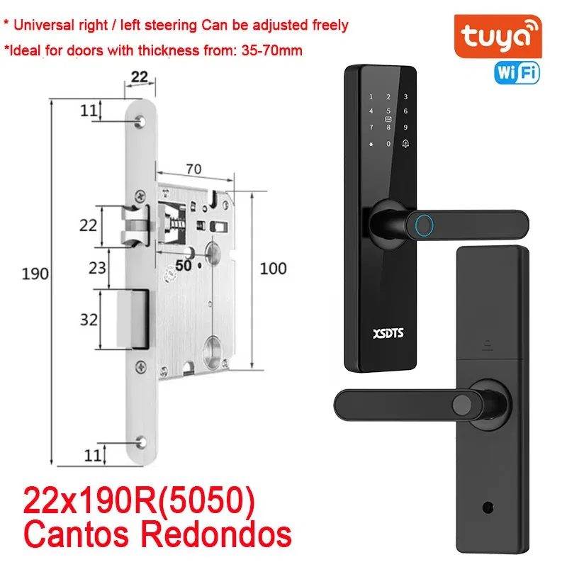 Color: red brown, Ships From: CHINA - New! Tuya Wifi Electronic Smart Door Lock With Biometric Fingerprint / Smart Card / Password / Key Unlock/ USB Emergency Charge