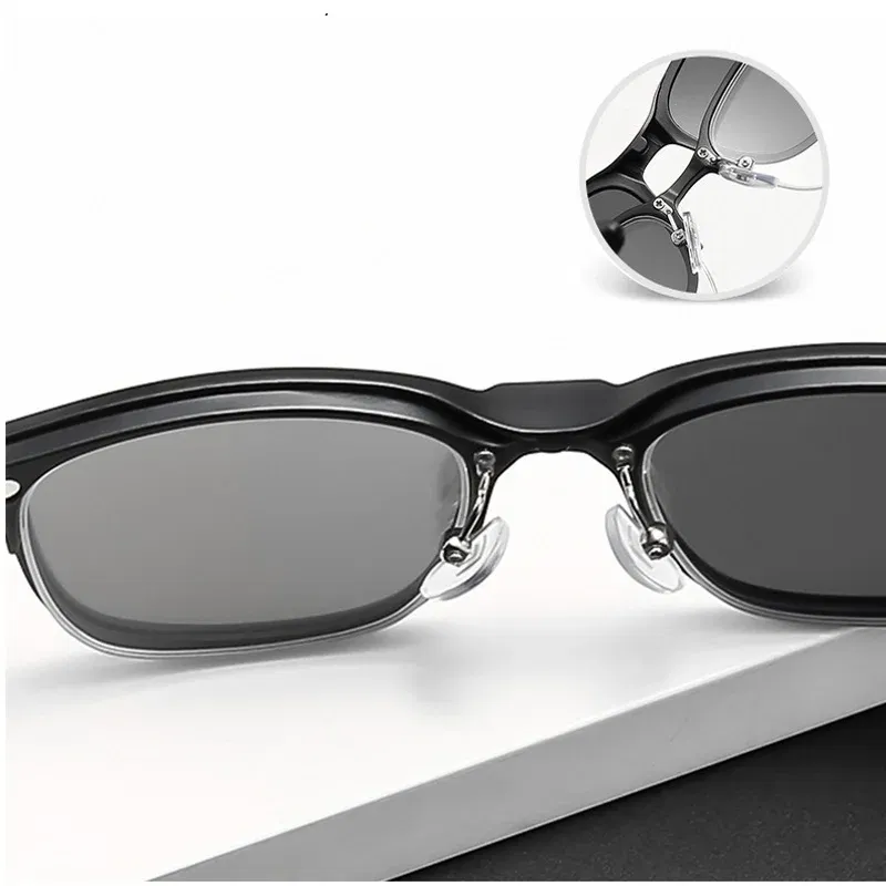 Lenses Color: Burgundy, Ships From: CHINA, Frame Color: WHITE - 6 In 1 Magnetic Clip Sunglasses And Prescription Glasses Frame Men Women Polarized or Night Vision Lenses PC or TR90 Frame 2333