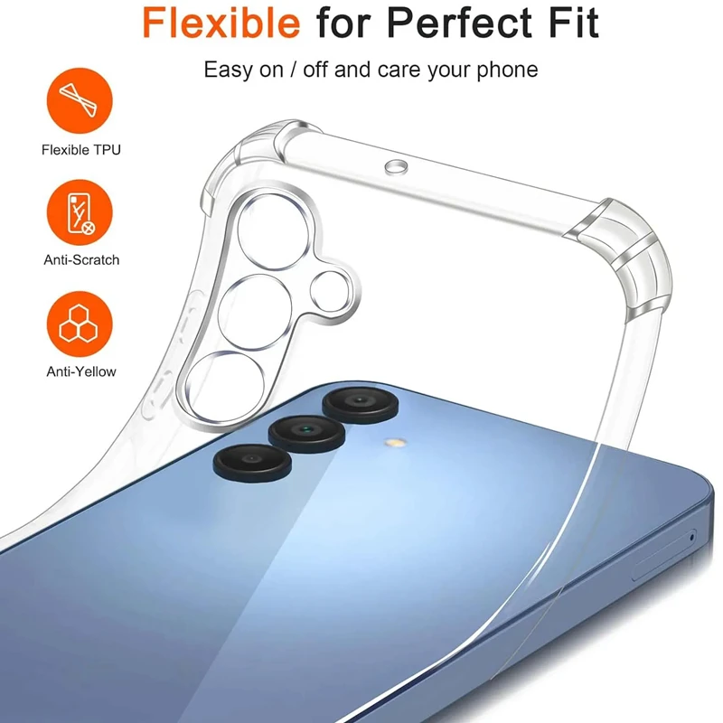 Color: Silver - Luxury Clear Phone Case For Samsung Galaxy A15 A25 A35 A55 A04 A14 A23 A54 A03 A13 A23 A33 A53 A73 A32 A52 A72 Back Cover